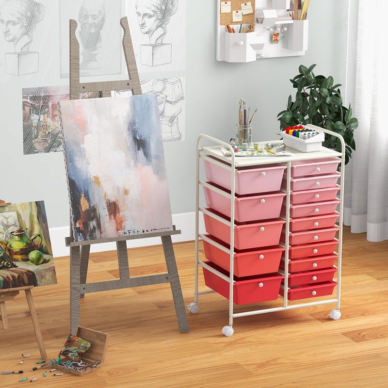 ARLIME 15-Drawer Storage Cart, 15 Drawer Trolley, Rolling Organizer Cart