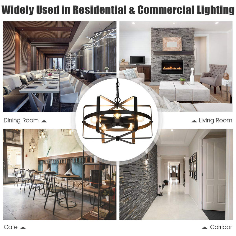 ARLIME 5 Lights Chandelier, Industrial Style Drum Shape Round Ceiling Lamp