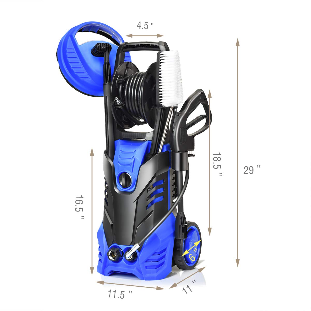 3000PSI Electric High Pressure Washer, 2 GPM 2000W Portable Power Washer Deck Patio Cleaner with Nozzles (Blue)
