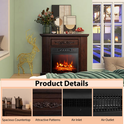 32-inch Electric Fireplace with Mantel, 1400W Freestanding Fireplace Heater with Remote Control