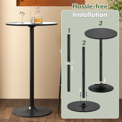 Round Bistro Table Height Adjustable with Heavy-Duty Metal Base