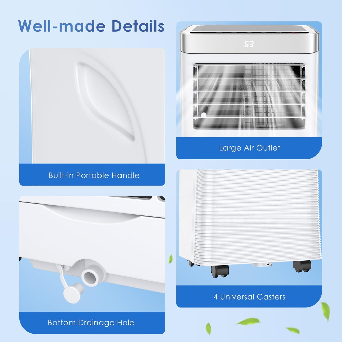 ARLIME 3-IN-1 Portable Air Conditioner, 10000 BTU AC Unit w/Fan & Dehumidifier, 2 Fan Speed, 24H Timer