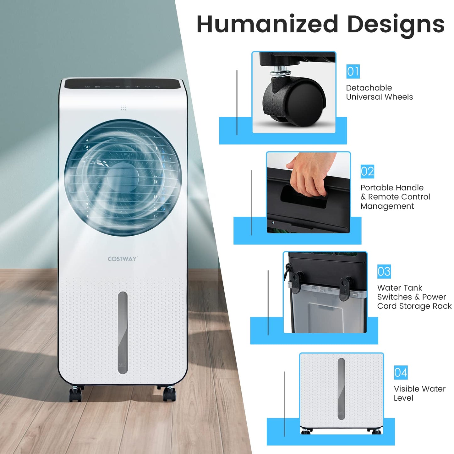 ARLIME Evaporative Air Cooler, 3-in-1 Portable Air Conditioner & Humidifier, AC Fan w/ 3 Modes, 24 Speeds Settings