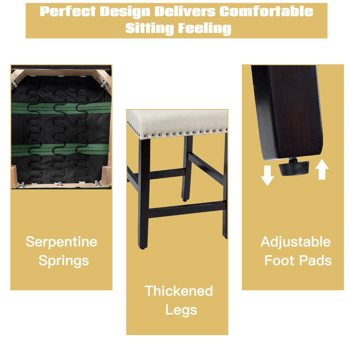 Bar Stools Set of 2/4 Upholstered Counter Height Bar Stools