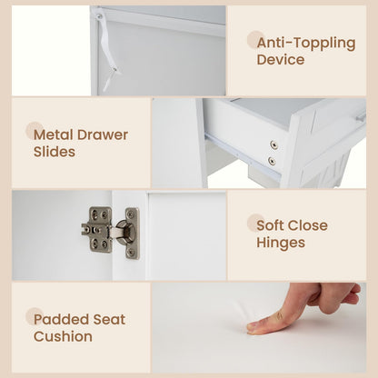 35.5'' Farmhouse Dressing Table with Jewelry Cabinet