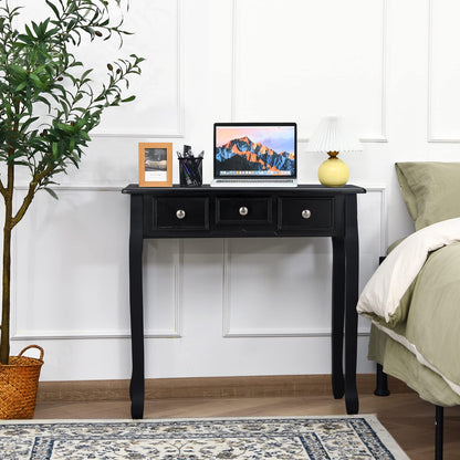 Vanity Desk and Cushioned Stool Set with 5 Storage Drawers