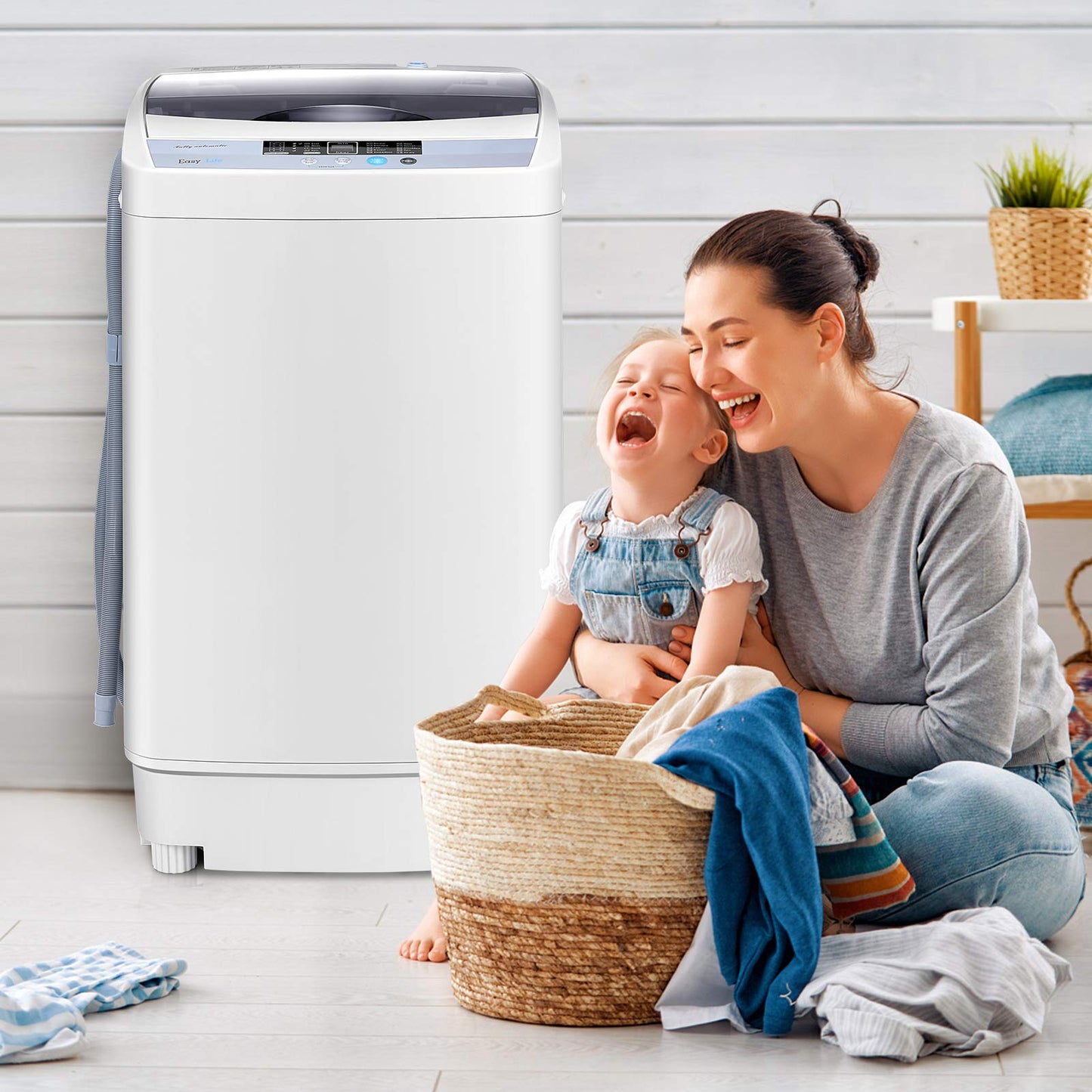 Washing Machine Portable Compact 9.92lbs Capacity Full-Automatic W/Drain Pump