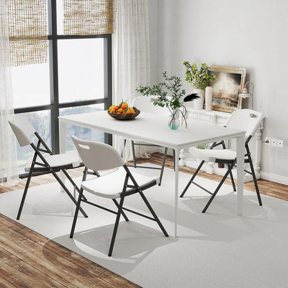 Stackable Plastic Folding Chairs w/Waterproof Seat 350 LBS Capacity Heavy-Duty Metal Frame