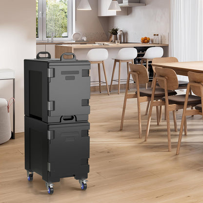 ARLIME 2 Pack Insulated Food Pan Carriers (1 with wheels), End-Loading Insulated for 5 Full-Size Pans