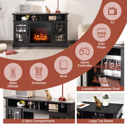 48 Inch Wooden TV Stand with Fireplace