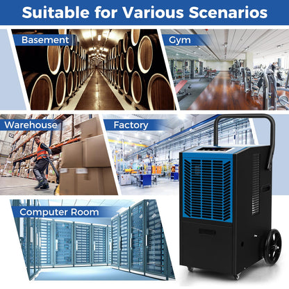 ARLIME 163 Pints Commercial Dehumidifier, Heavy Duty Portable Dehumidifier for Large Spaces