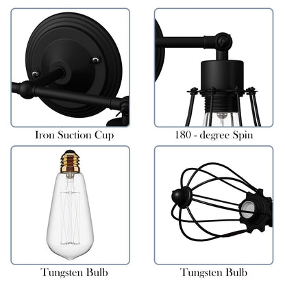 Wall Sconce Wall Light Fixture Black Metal Industrial Vintage Rustic Retro Style Indoor Outdoor