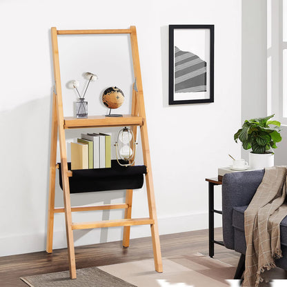 ARLIME 3 Step Bamboo Ladder Folding Step Stool with Storage Bag