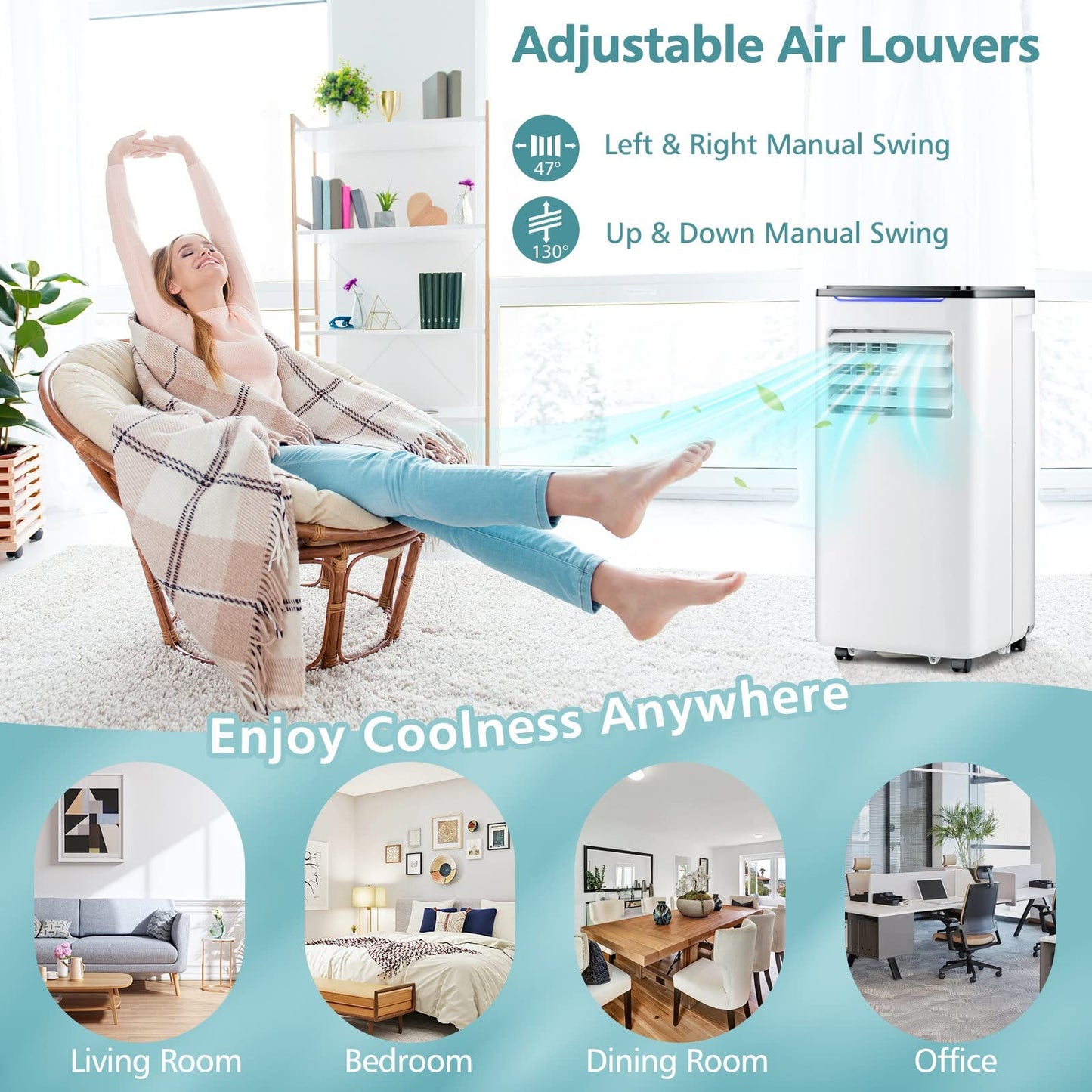 Portable Air Conditioner for Room up to 350 Sq. Ft, 10000 BTU 3-in-1 AC Unit for Bedroom