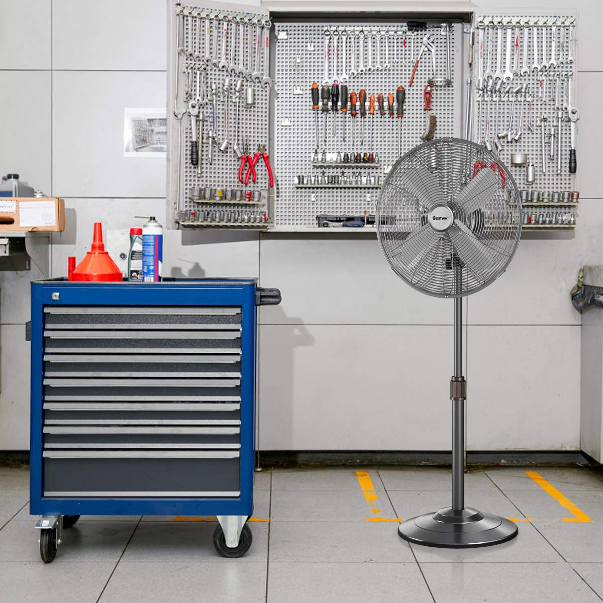 Metal Pedestal Fan 18-Inch Quiet Oscillating Standing Fan