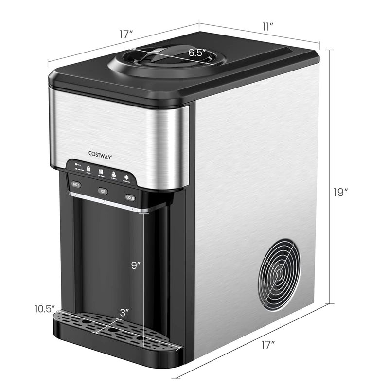 3 in 1 Portable Hot Cold Dispenser with 48LBS/24H Ice Machine