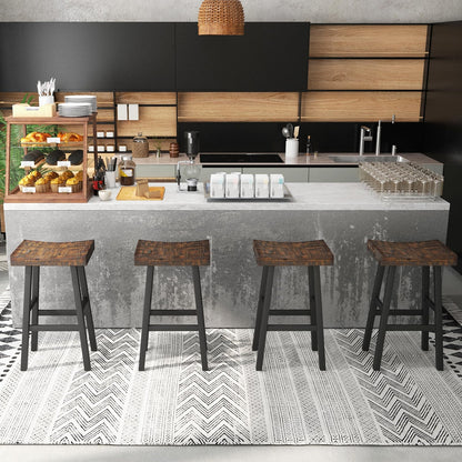 Wooden Saddle Stools Set of 2/4 29-inch Bar Height Stools