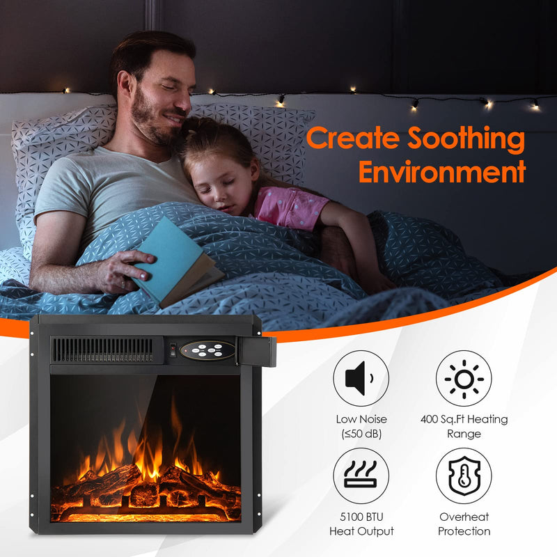 ARLIME 20 Inches Electric Fireplace Inserts 5100 BTU Recessed Freestanding Fireplace
