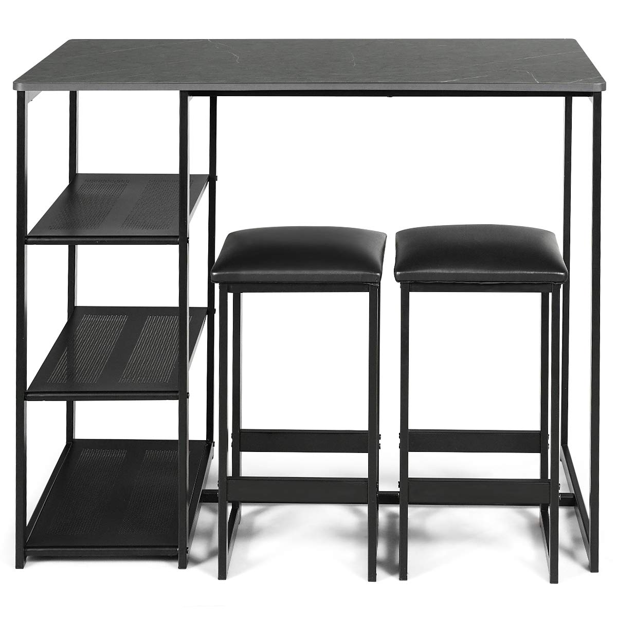 3 Piece Dining Set with Rectangular Faux Marble