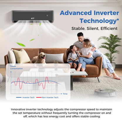 ARLIME 18000 BTU Wifi Enabled Mini Split Air Conditioner, 21 SEER2 208-230V Ductless Inverter AC