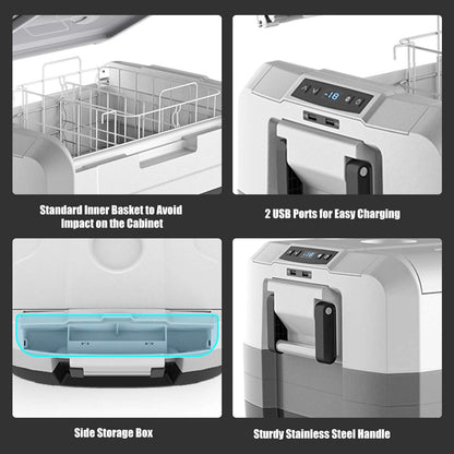 58-Quart Compressor Travel Refrigerator with Two-way Open Door for Outdoor Use