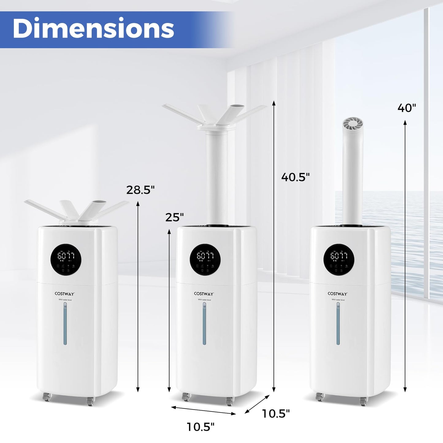 5Gal Whole House Ultrasonic Humidifier with 3 Mist Levels