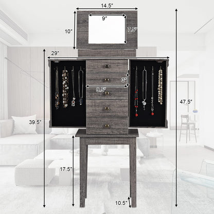 Wooden Jewelry Storage Chest with 5 Drawers for Women