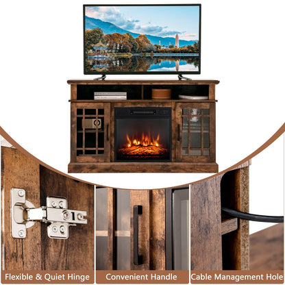 Electric Fireplace TV Stand for TVs Up to 55 Inches, 18-Inch Fireplace Insert with Remote, Overheat Protection