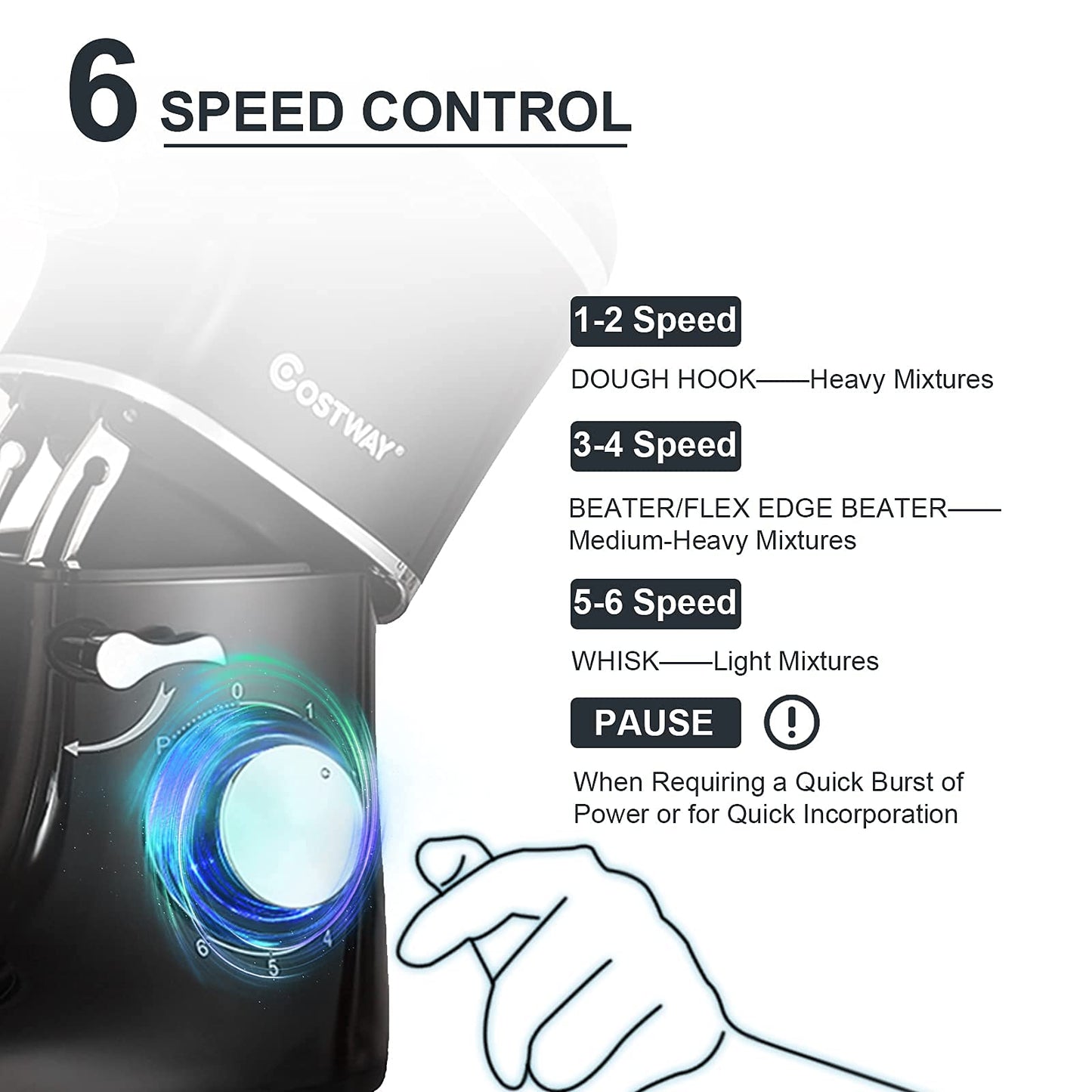 [侵权下架]ARLIME Stand Mixer, 660W 6-Speed Tilt-Head Food Stand Mixers with 6.5 Qt. Stainless Steel Bowl