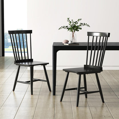 Windsor Dining Chair Set with Spindle Back Spacious Seat Rubber Wood Frame