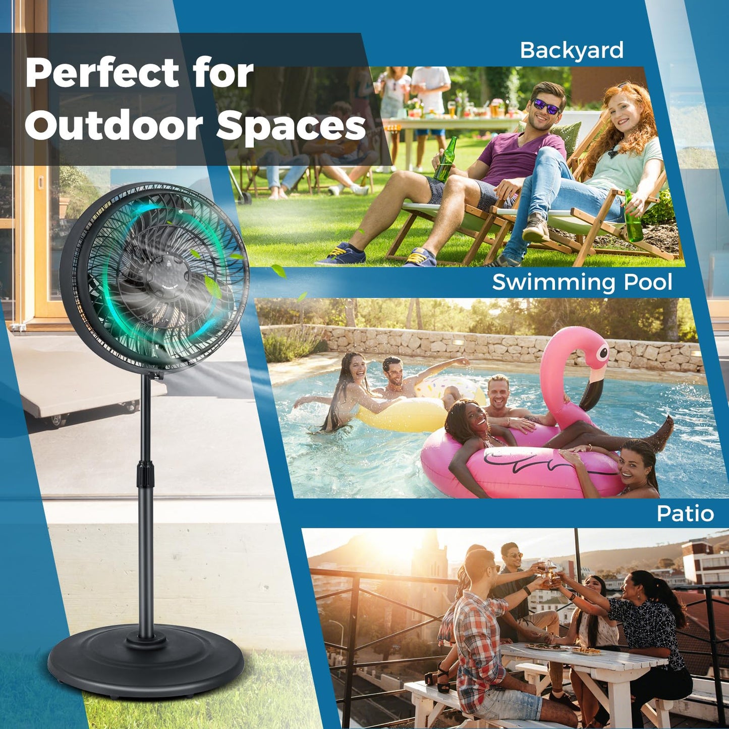 ARLIME Misting Pedestal Fan, 16 Inch Oscillating Fan with Hose Connector