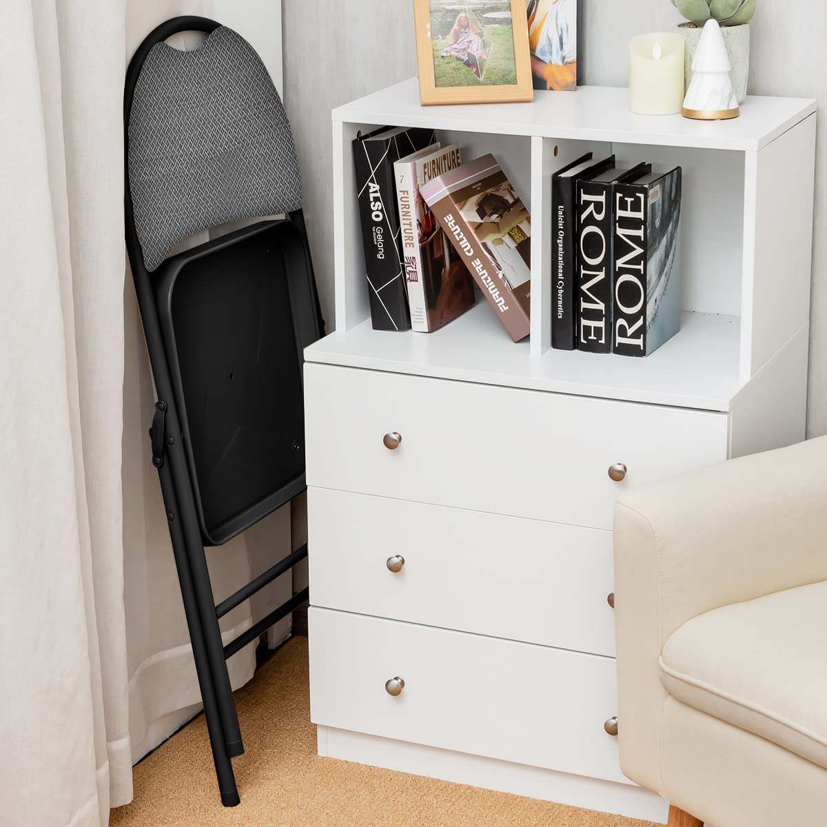 ARLIME Folding Chairs w/Padded Seats, Padded Folding Chair w/Handle Hole, Upholstered Seat