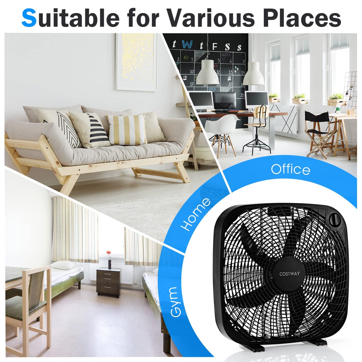 20 Inches Portable Floor Fan with Knob Control 2 Supporting Feet Compact Lightweight