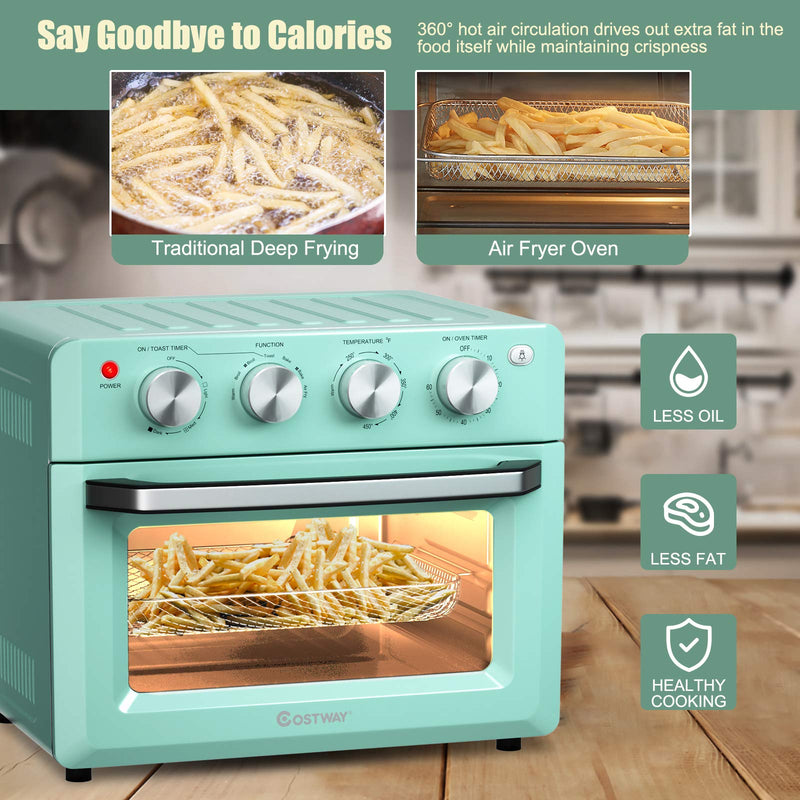 Toaster Oven Countertop, 7-in-1 Convection Oven with Air Fry, Bake, Broil, Toast, Dehydrate, Pizza, Warm Function