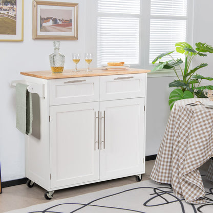 Kitchen Island Cart on Wheels with Side Towel Bar