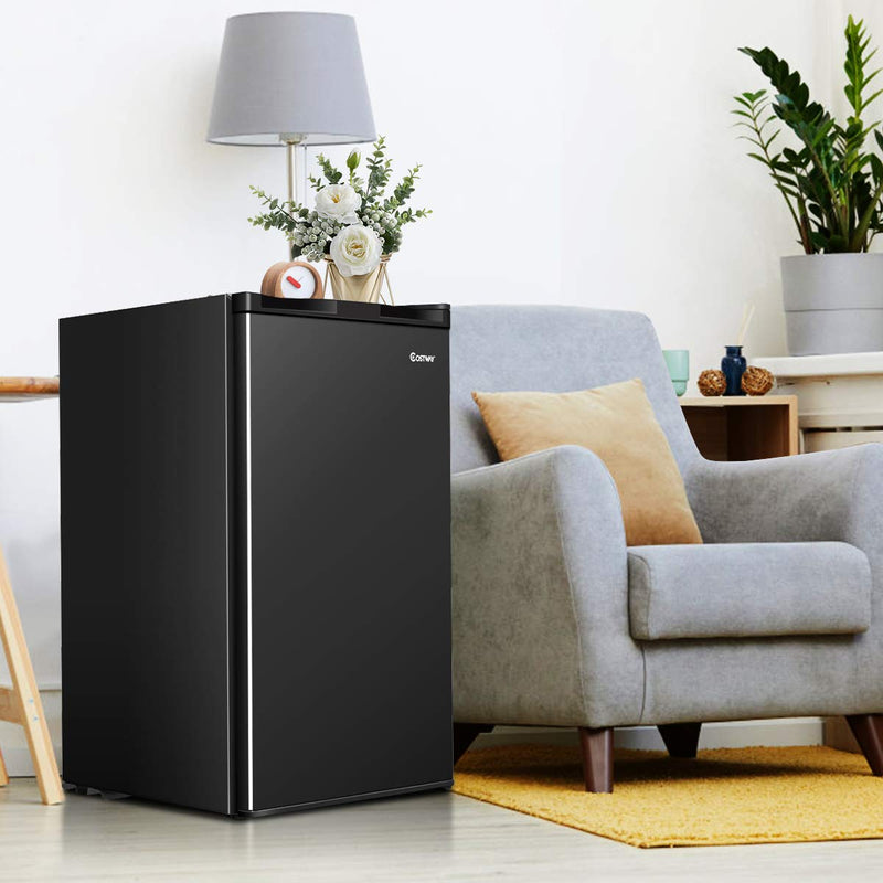 Compact Refrigerator, Single Door 3.2 CU.FT. Mini Fridge Compartment with Adjustable Thermostat and Removable Glass Shelves