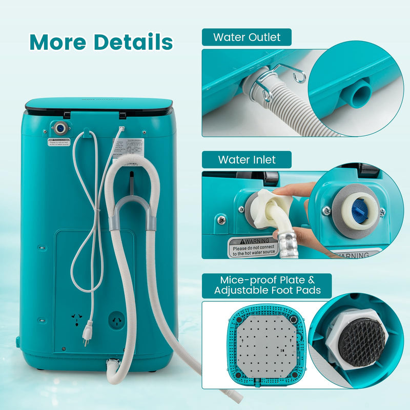 7.7 Lbs Portable Washing Machine, 0.78 Cu.ft Full Automatic Laundry Machine with 10 Preset Programs