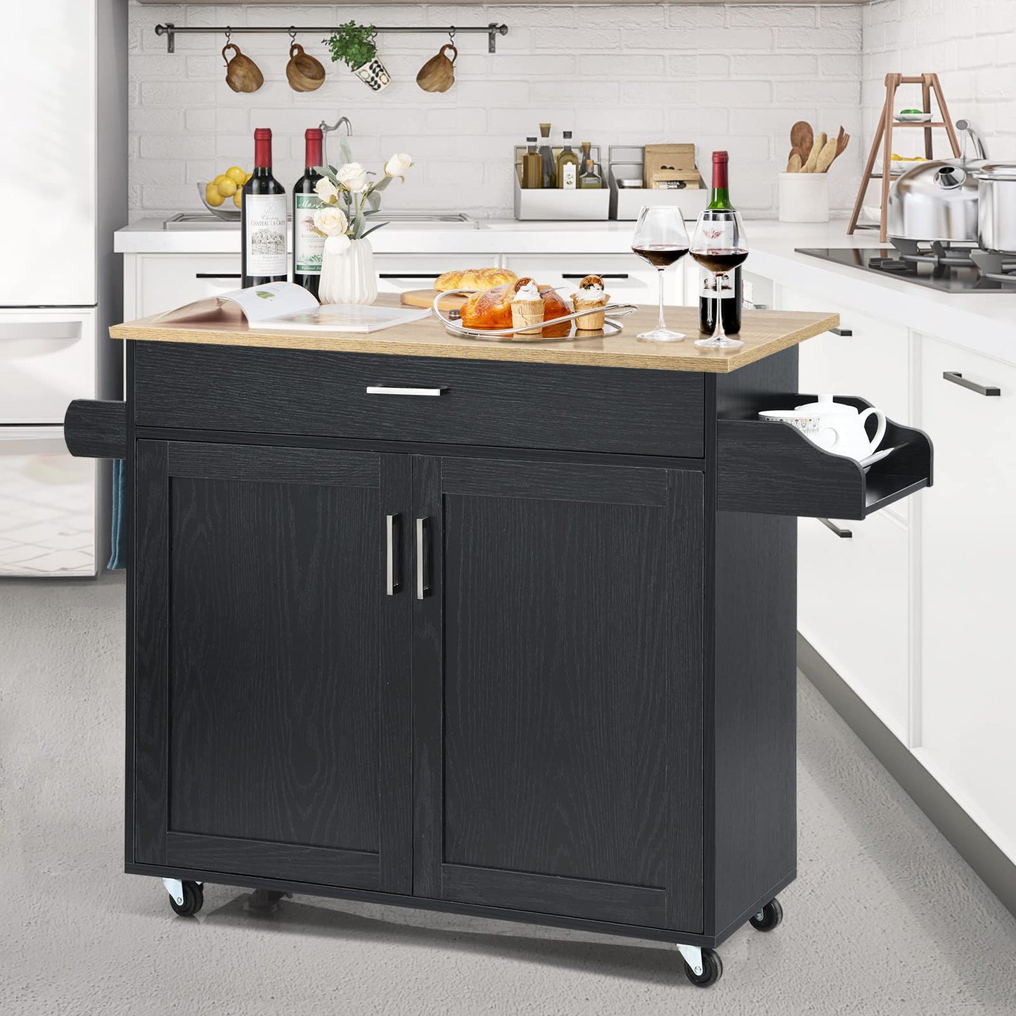 Kitchen Island Cart Rolling Storage Trolley Cart