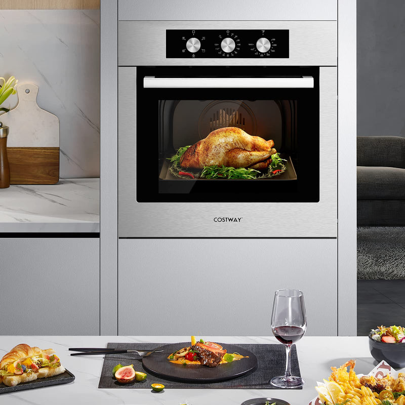 24" Single Wall Oven, Electric Built-in Wall Oven with 2.47 Cu. Ft. Capacity, 5 Cooking Functions