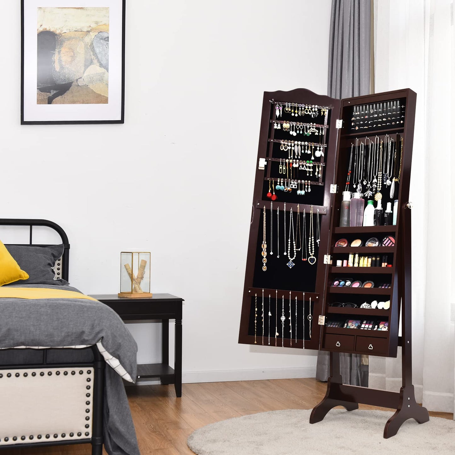 14 LED Jewelry Armoire Cabinet Freestanding Jewelry Storage Organizer