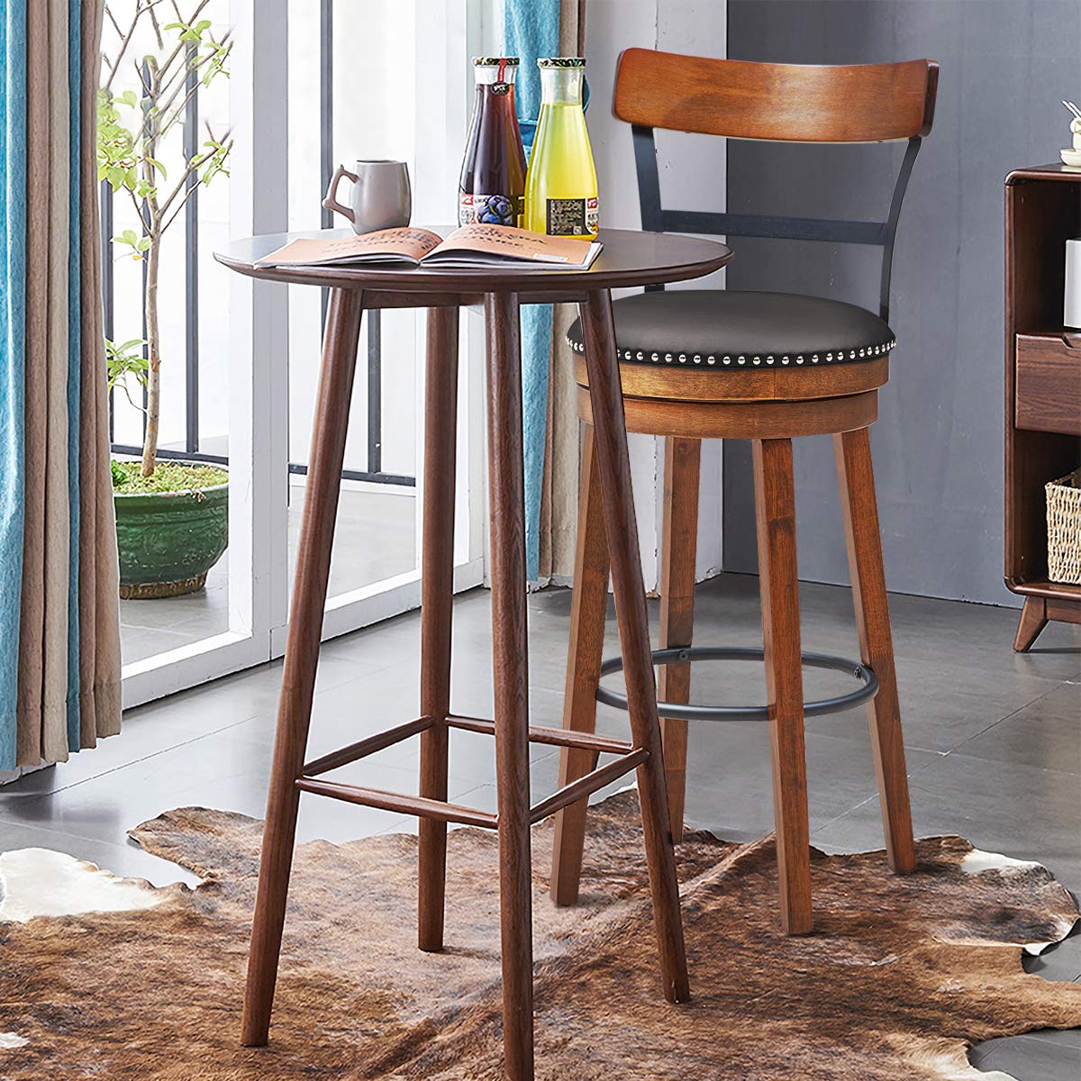 Bar Stools Set of 2 360-Degree Swivel Stools(30.5")