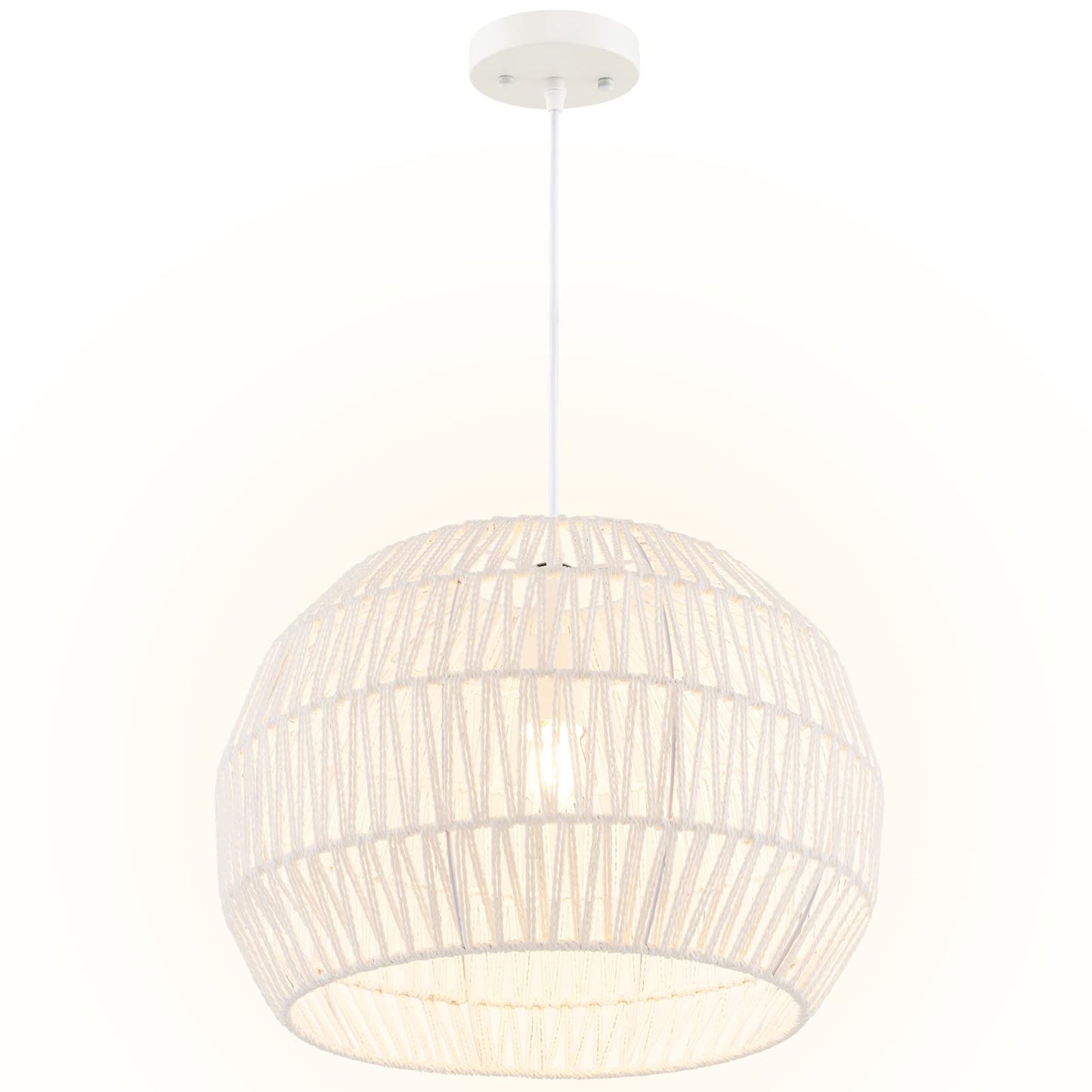 ARLIME Farmhouse Rattan Pendant Lights - Boho Modern Round Ceiling Chandelier Hanging Lamp