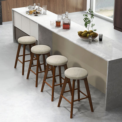 26-inch Bar Stools Set of 2/4 Counter Height Swivel Bar Chairs w/Rubber Wood Legs
